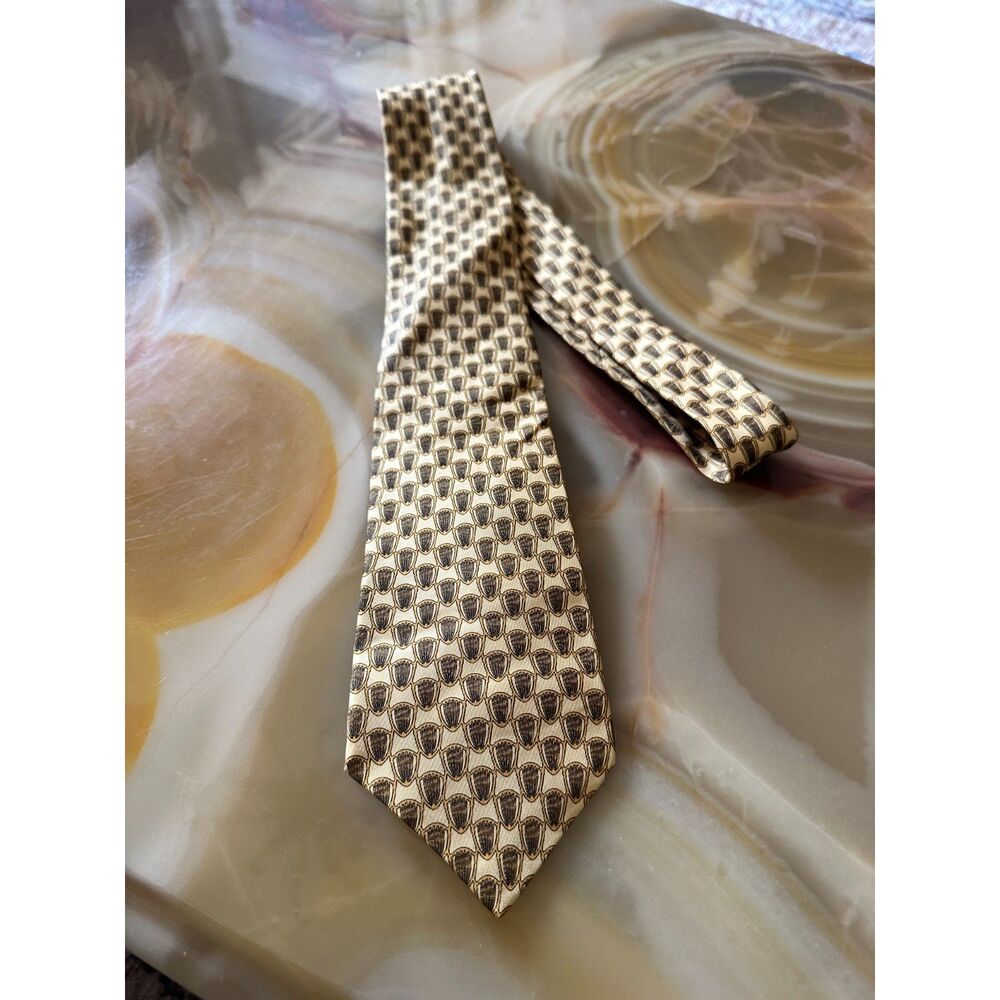 Yellow Geometric Thomas Pink Brand Silk Vintage Tie